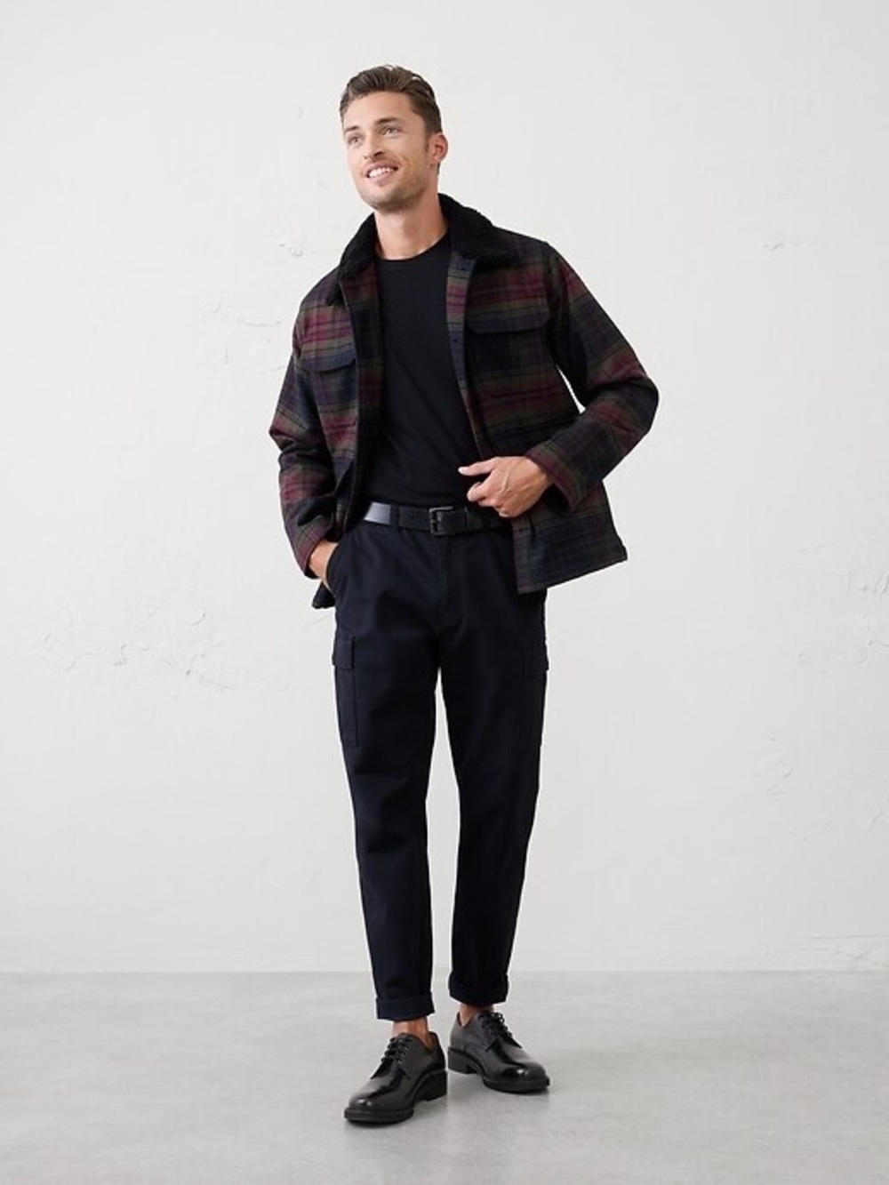 Banana Republic Men’s Plaid Field Jacket with Sherpa Collar Flannel Small